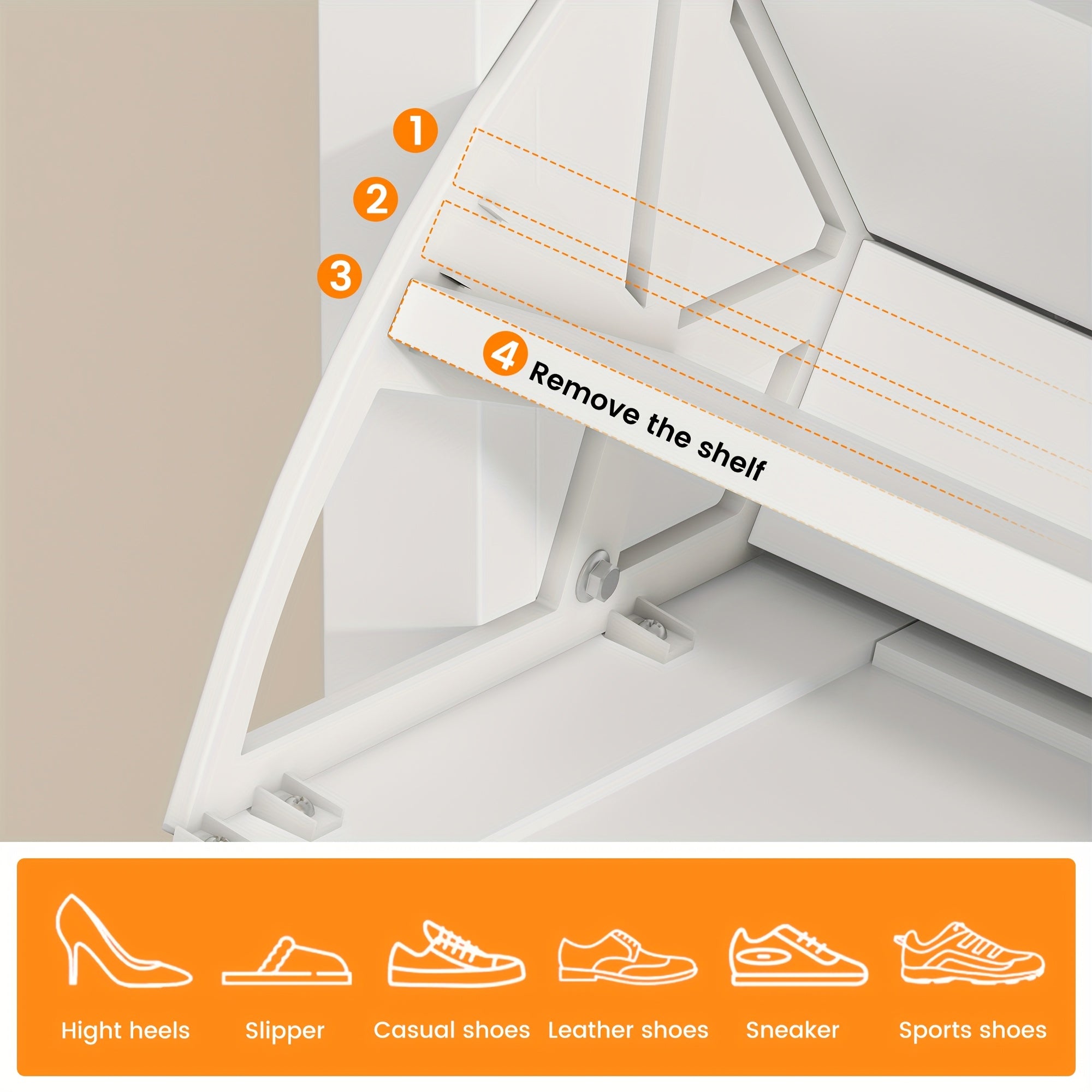 Shoe Cabinet with 2 Flip Drawers, Freestanding Shoe Cabinet Organizer with Metal Legs, Shoes Storage Cabinet for Entryway, Narrow Shoe Rack Cabinet, White