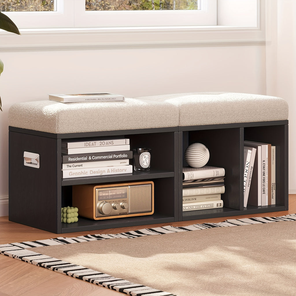 Guyii Set Of 2 Velvet Shoe Storage Ottoman - Multi-Functional Stools with Soft Cushioned Seats, Space-Saving Entryway\u002FBedroom\u002FLiving Room Bench