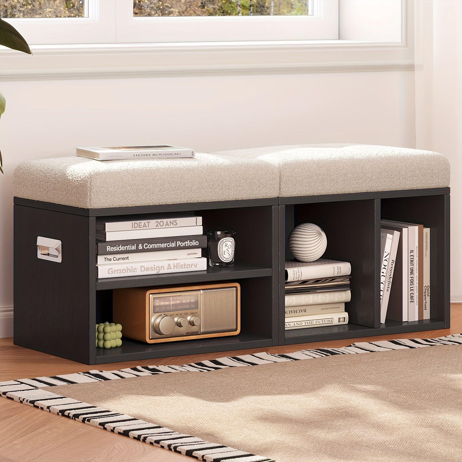 Guyii Set Of 2 Velvet Shoe Storage Ottoman - Multi-Functional Stools with Soft Cushioned Seats, Space-Saving Entryway\u002FBedroom\u002FLiving Room Bench