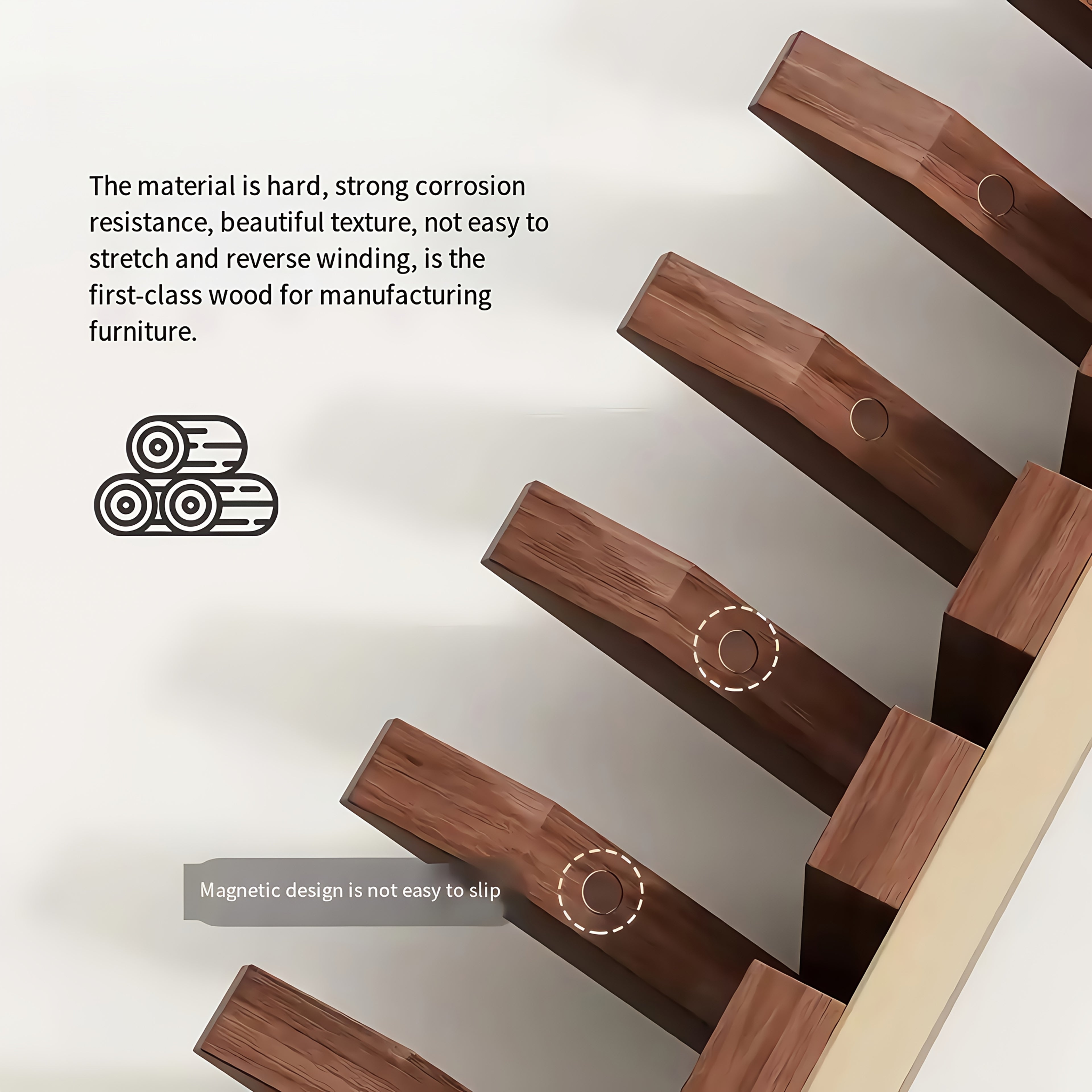 1pc Natural Wood Wall-Mounted Coat Rack with 10 Hooks - Piano-Shaped Accordion Design, Walnut Finish, Space-Saving Vertical Storage for Entryway, Bedroom, Bathroom - Easy Assembly, No Batteries\u002FElectricity, Durable Multi-Purpose Organizer for...