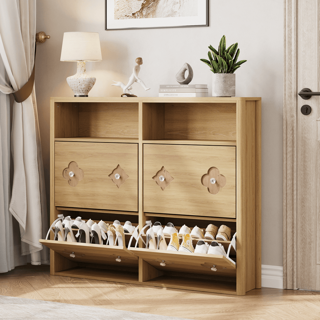 Dining Table, 1 Hollow Flower Shoe Cabinet - Stylish and Functional Storage Solution for Organizing Footwear, Space Saving Expandable Furniture for Dining Room & Small Apartments, Easy Assembly Home Essentials