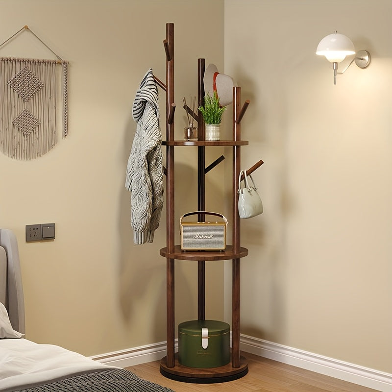 Wood Rotating Coat Rack, Floor-standing Coat Rack, Bedroom Home Storage Rack, Upright Clothes Rack, Living Room Hanging Clothes Rack