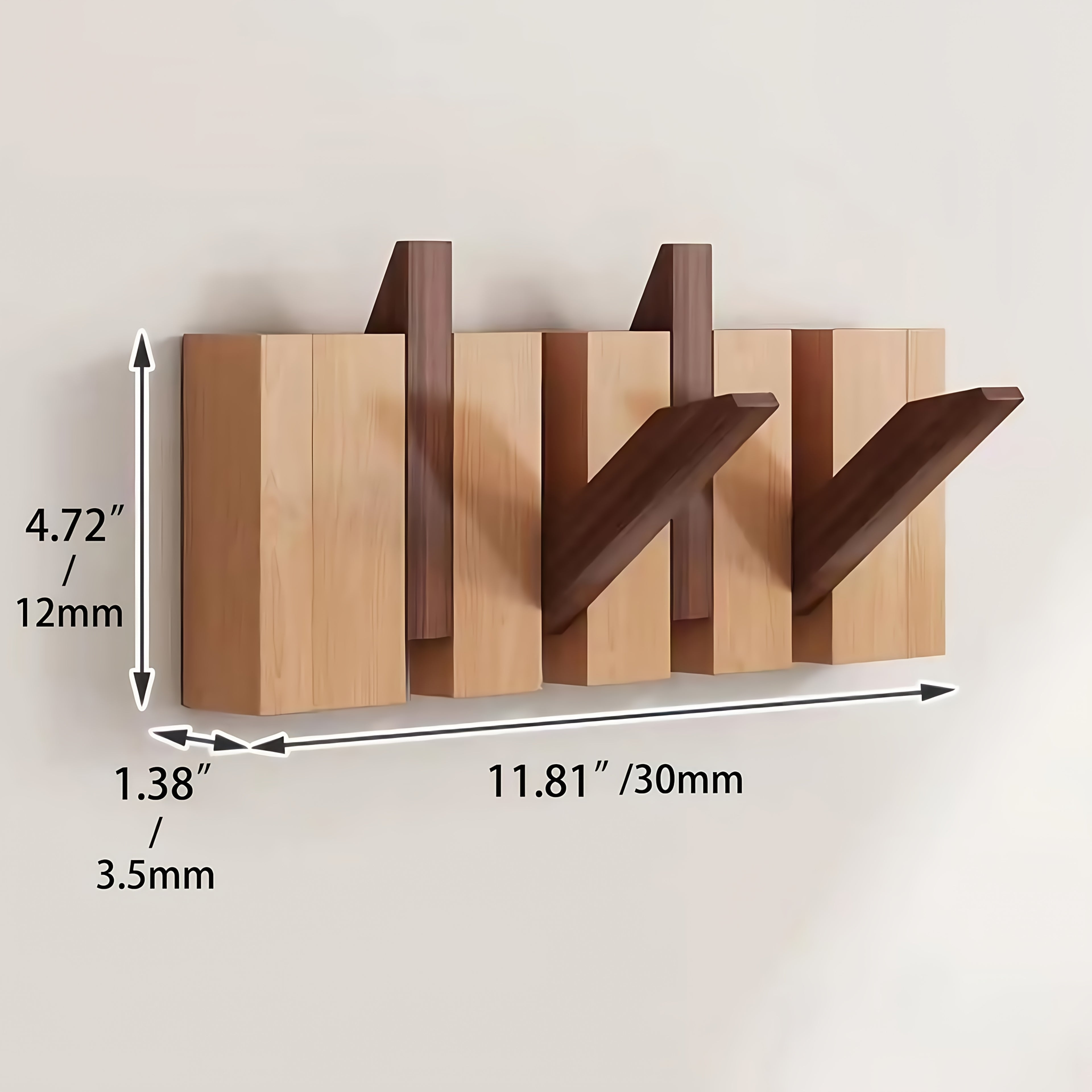 1pc Natural Wood Wall-Mounted Coat Rack with 10 Hooks - Piano-Shaped Accordion Design, Walnut Finish, Space-Saving Vertical Storage for Entryway, Bedroom, Bathroom - Easy Assembly, No Batteries\u002FElectricity, Durable Multi-Purpose Organizer for...