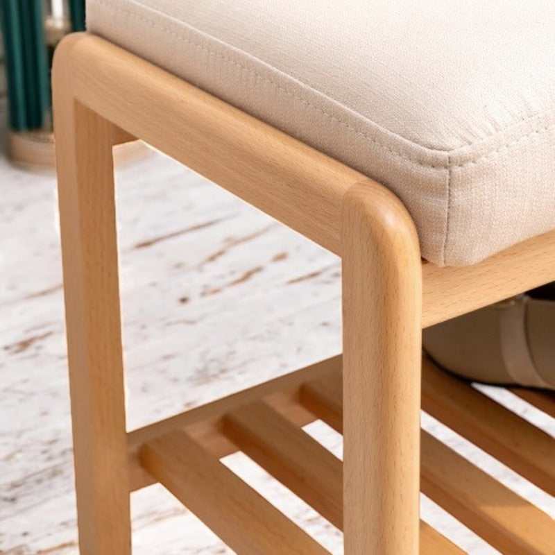 Natural Beech Shoe Bench with Comfort Cushion & Storage Organizer - Versatile Home Furniture