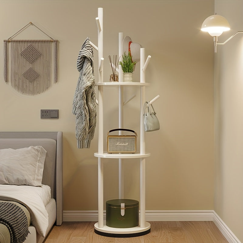 Wood Rotating Coat Rack, Floor-standing Coat Rack, Bedroom Home Storage Rack, Upright Clothes Rack, Living Room Hanging Clothes Rack