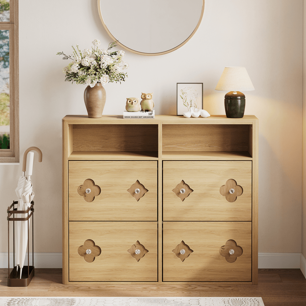 Dining Table, 1 Hollow Flower Shoe Cabinet - Stylish and Functional Storage Solution for Organizing Footwear, Space Saving Expandable Furniture for Dining Room & Small Apartments, Easy Assembly Home Essentials