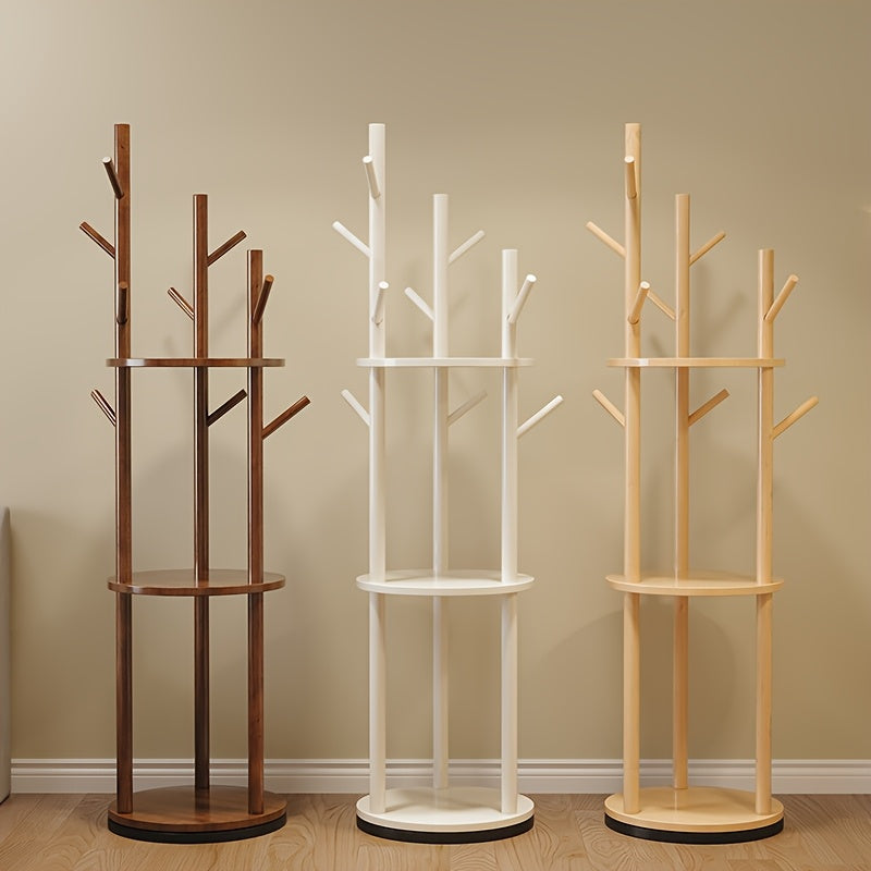Wood Rotating Coat Rack, Floor-standing Coat Rack, Bedroom Home Storage Rack, Upright Clothes Rack, Living Room Hanging Clothes Rack
