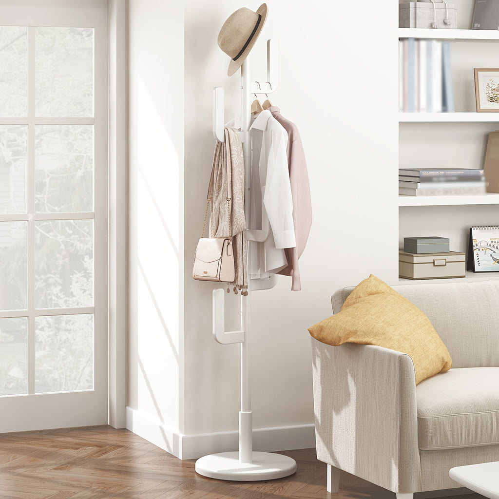 A Coat Stand Made of Solid Wood Shaped Like a Cactus, Featuring Six L-Shaped Hooks And Three Adjustable Heights. This Sturdy And Easy-To-Assemble Coat Tree Is Perfect for Your Entryway Or Bedroom, Ideal for Christmas Gifts And Black Friday Deals