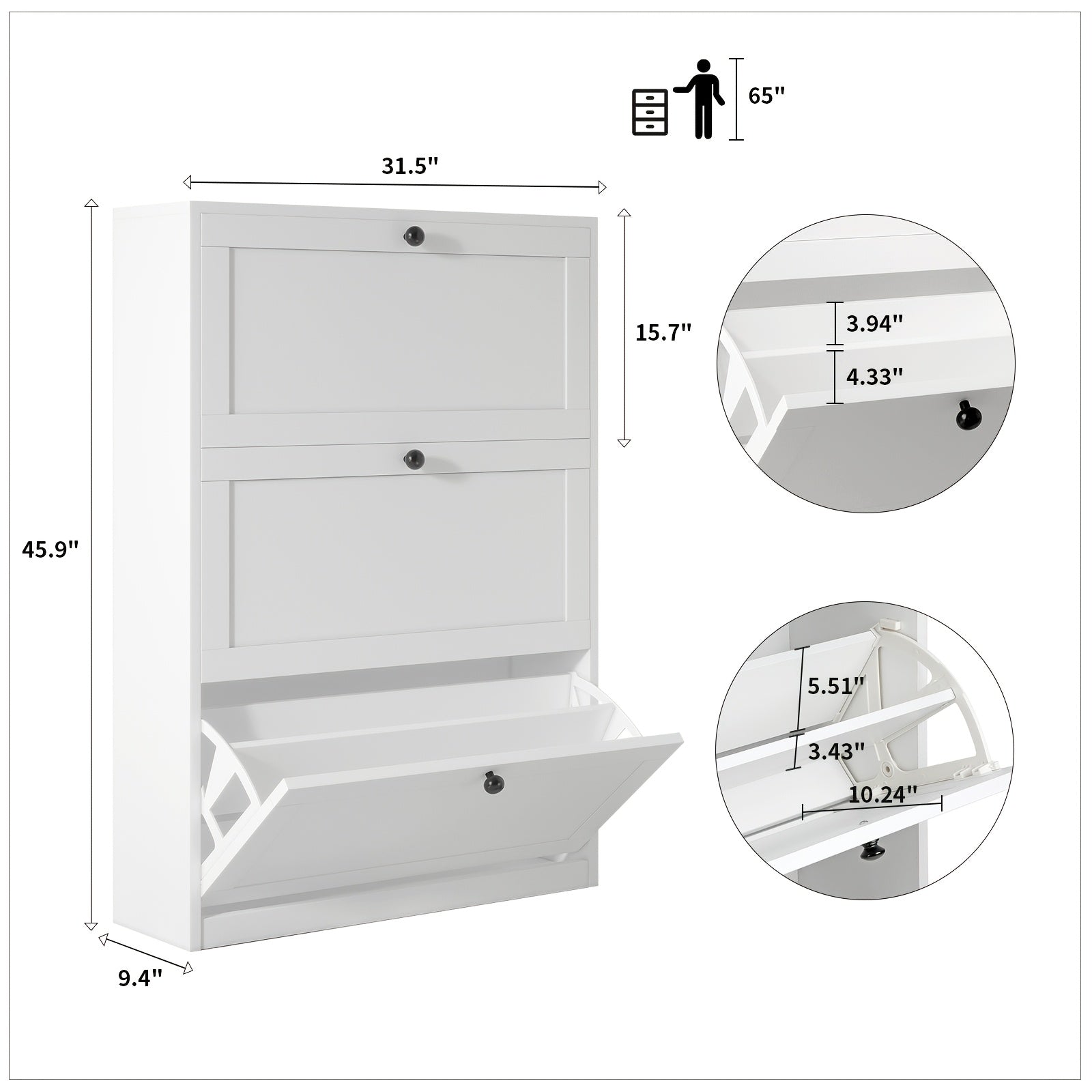 Shoe Organizer with 2\u002F3\u002F4 Flip Drawer, Shoe Rack for Entry, Hallway, Living Room, Bedroom
