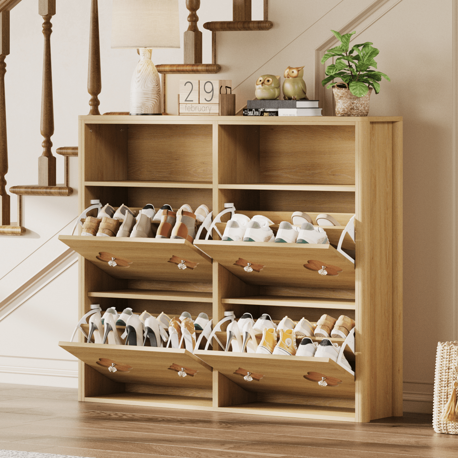 Dining Table, 1 Hollow Flower Shoe Cabinet - Stylish and Functional Storage Solution for Organizing Footwear, Space Saving Expandable Furniture for Dining Room & Small Apartments, Easy Assembly Home Essentials