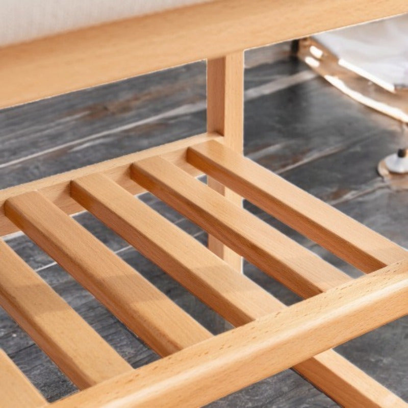 Natural Beech Shoe Bench with Comfort Cushion & Storage Organizer - Versatile Home Furniture